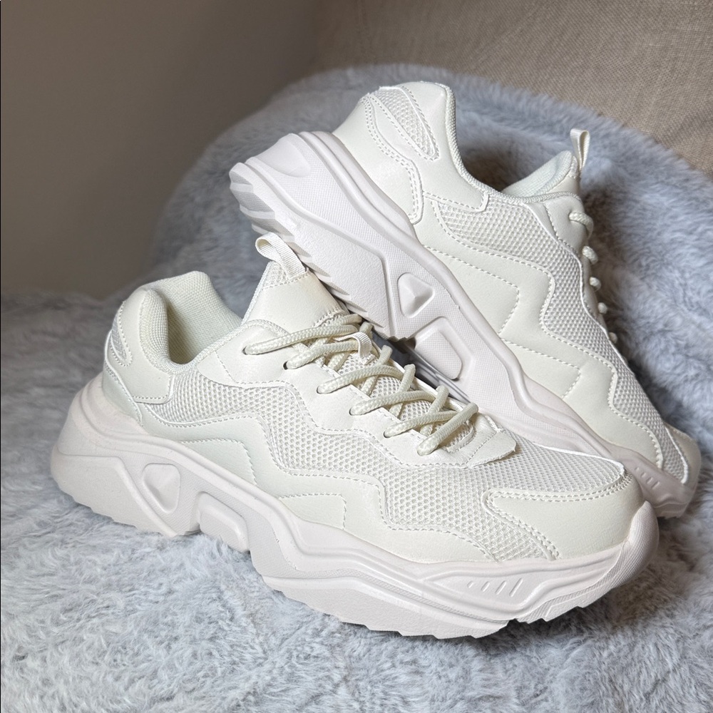 SHEIN Women's Cream Chunky Breathable Lightweight Sneakers 39 EU